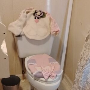 Cute Bunny Bathroom Set in Pink and White